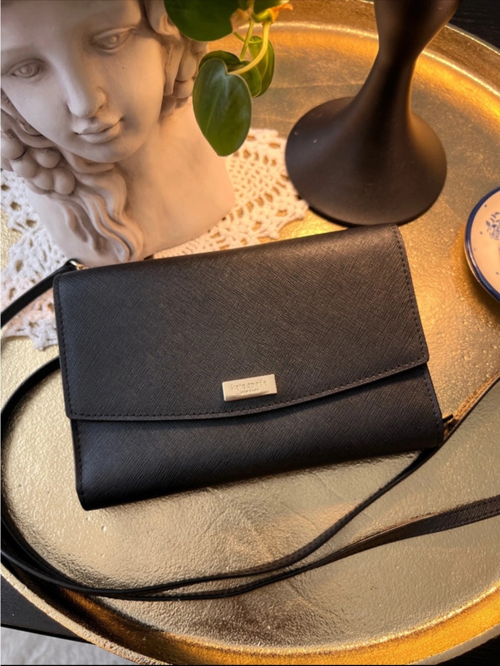 NWOT Kate Spade Winni Laurel Way Black Crossbody Wallet